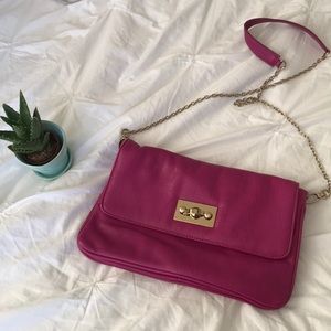 Magenta and gold crossbody